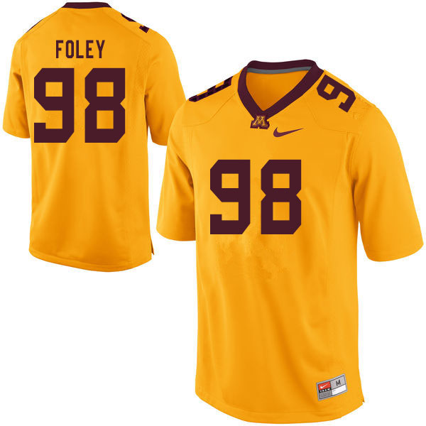 Men #98 Tom Foley Minnesota Golden Gophers College Football Jerseys Sale-Yellow - Click Image to Close